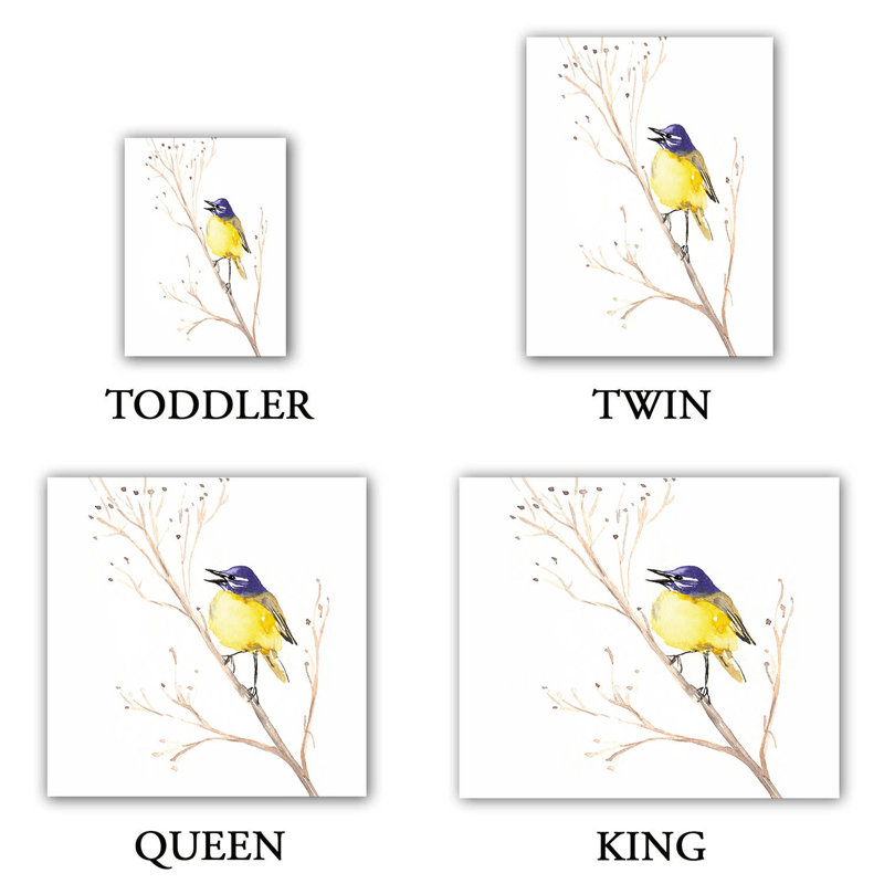 Ensemble de housse de couette wagtail oiseau, 1 housse de couette grand + 2 taies standards