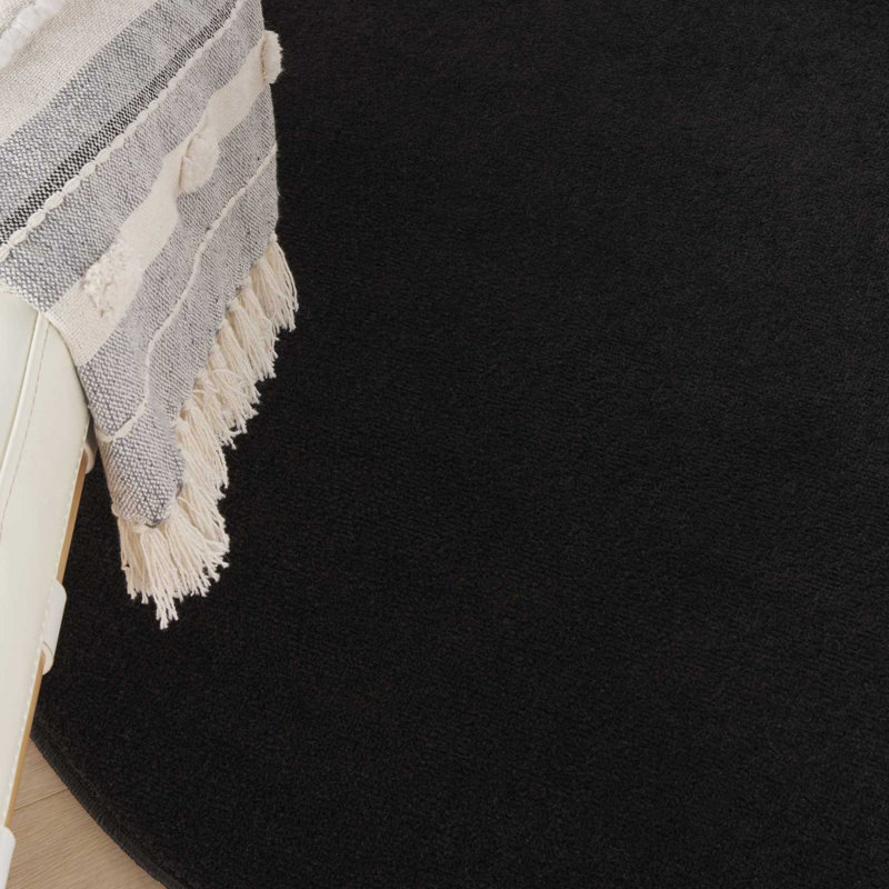 Tapis intérieur / extérieur noir Mullican Sandy, Rond 4 pi