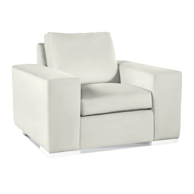 Fauteuil de 48 po de largeur Memphis, Blanc givré, Rayures bleues / beiges 0209-61