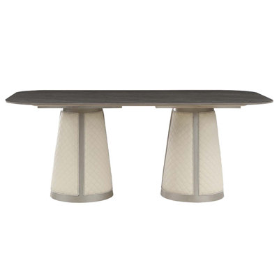 82" Kasa Rectangular Dining Table, Sintered Stone Top & Champagne Finish