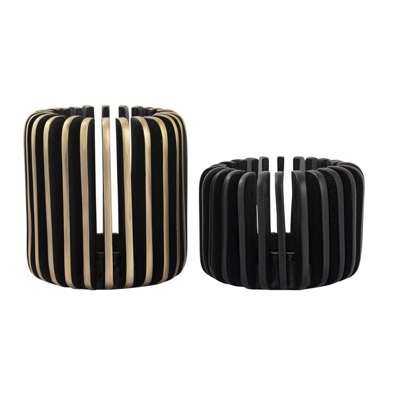 Bougeoir à persiennes - petit, H 5 po x l 6,5 po x P 6,5 po, Noir