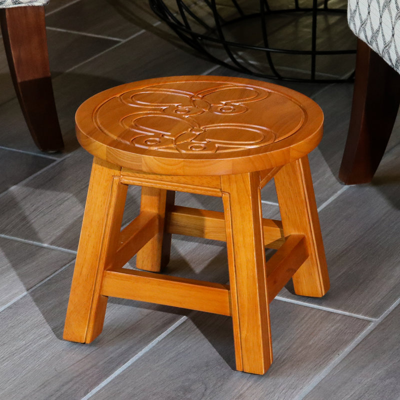 Marchepied en bois - Motif de papillons, bois franc naturel, pour repose-pieds, repose-pieds, tables d'appoint, tabourets, facile à ranger et à transporter avec fabrication en bois franc, utilisation idéale, diamètre de 10 po