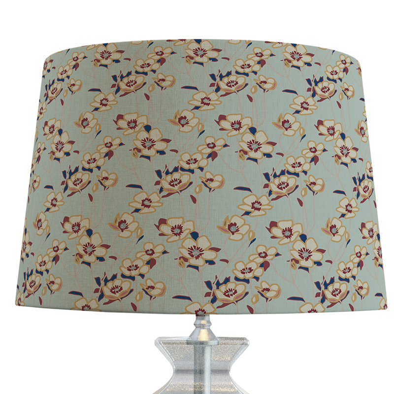 Floral Drum Lampshade In Buttercup, Green;Beige, 9" H x 10" W x 12" D