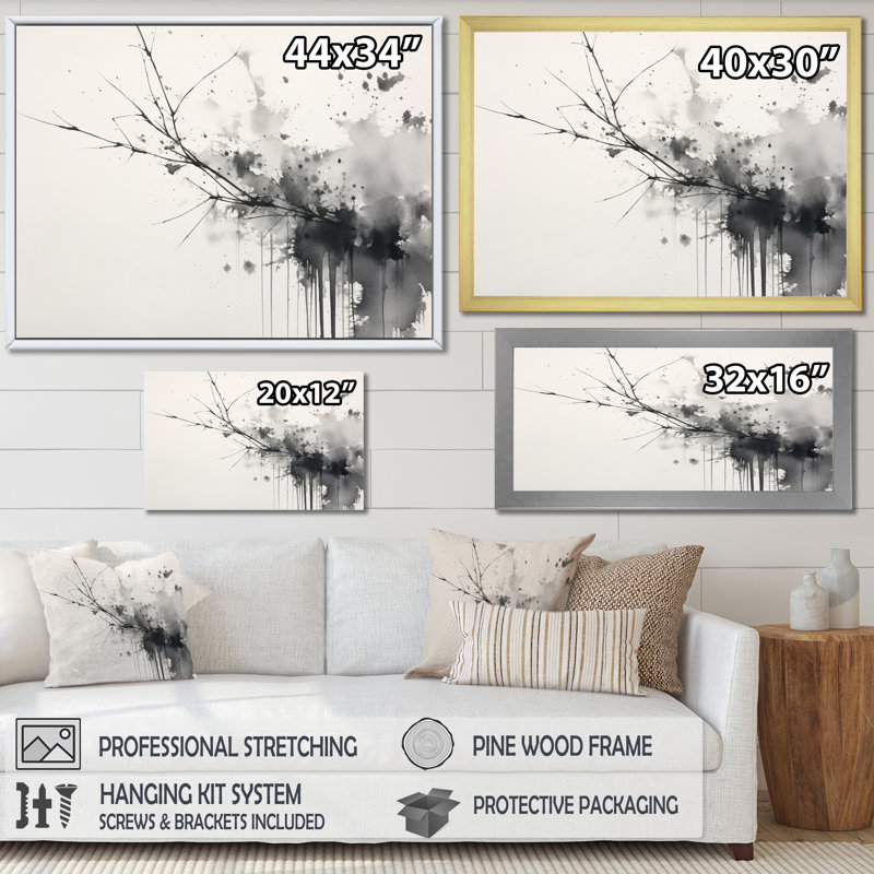 Reproduction d'art mural noir et blanc Pure Serenity I - Minimalisme, Toile tendue, H 16 po x l 32 po x P 1 po