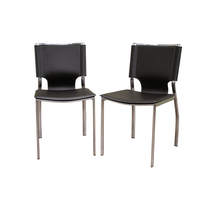 Katen 17.75'' H Faux Leather Upholstered Parsons Chair, Brown
