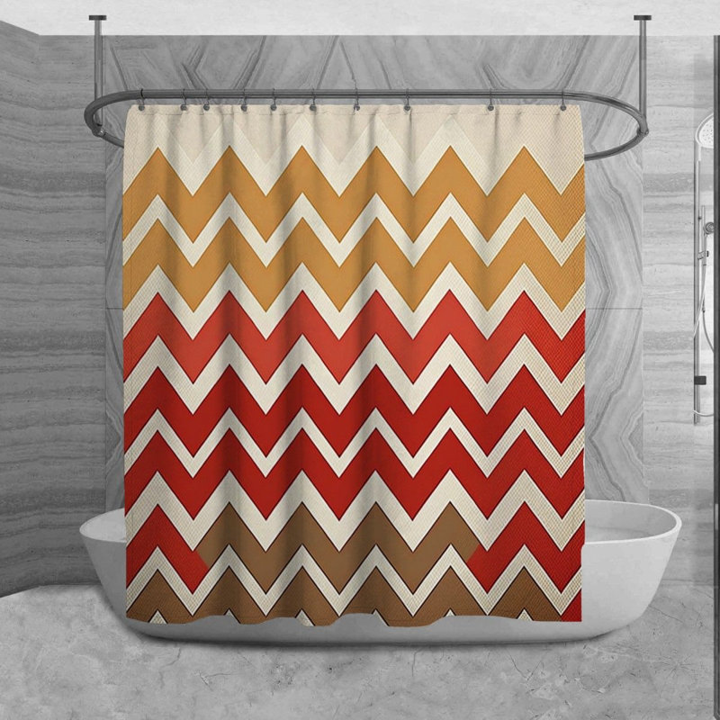 Rideau de douche Winhall, H 73 po x l 70 po, Doré / rouge