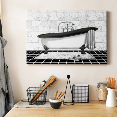 Toile tendue avec châssis de qualité moderne Modern Bath II - prête à être accrochée