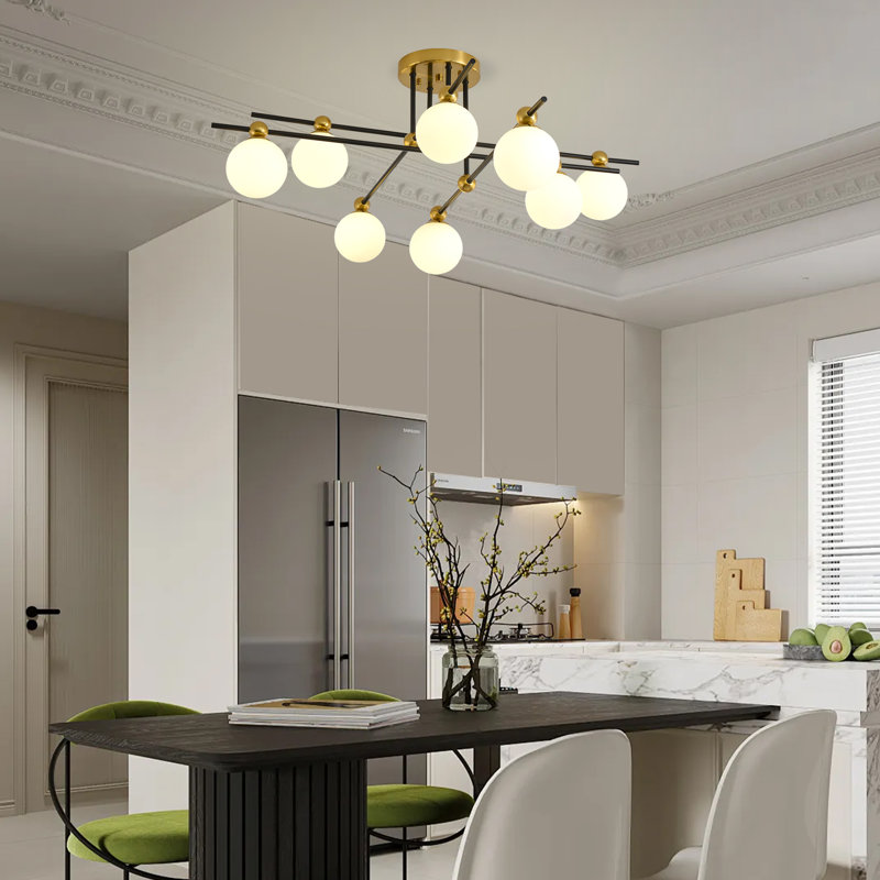 Plafonnier semi-encastré 8 lumières Mid-Century