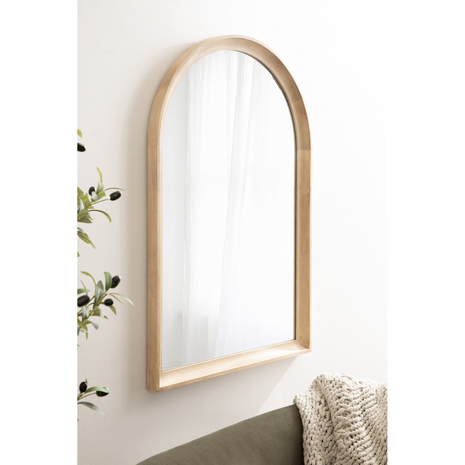 Branwell Wood Mirror, 36" x 24", Light Beige
