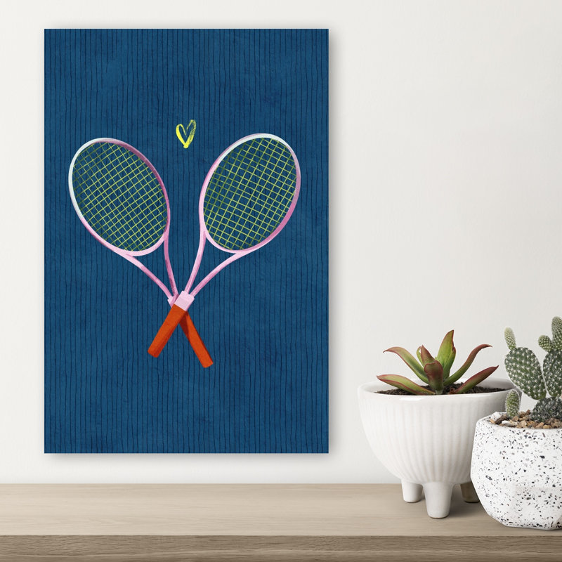 Tennis Love Match Romantic Contemporary Wall Art Print by Treechild - Wrapped Canvas Print, 45.72cm H x 30.48cm W
