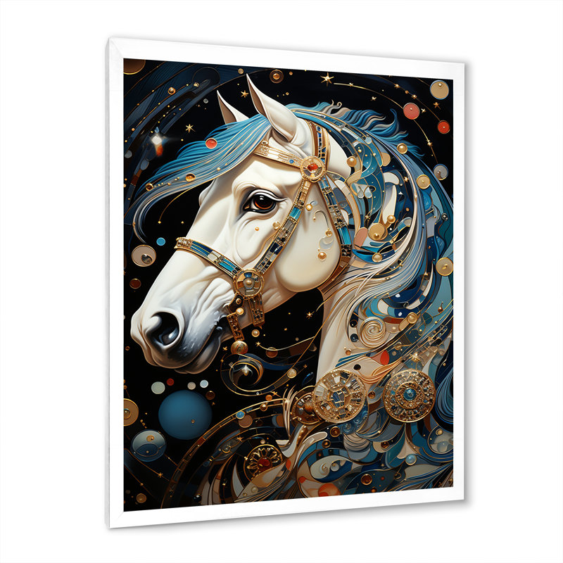 «Yohanna Carousel Whirling Wonder Pointillism II», reproduction sur toile, H 32 po x l 16 po x P 1 po, Cadre photo blanc