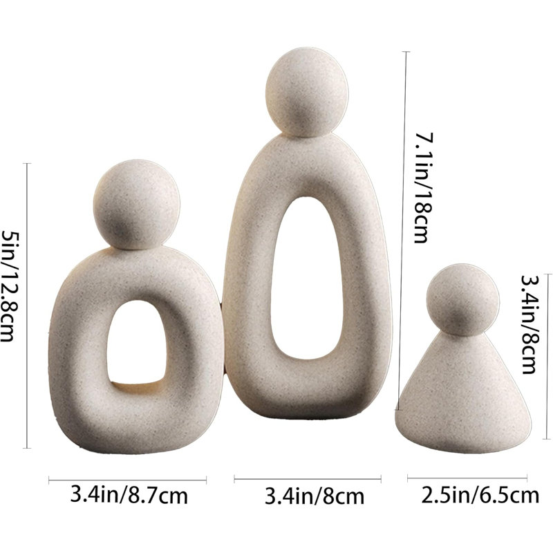Abstract Family Of 3 Figurines Modern Sculptures Home Decorative Accents TV Stand Decor Bookshelf Gifts For Shelves Entry Way Statues For Home Decor Living Room(Grey)
