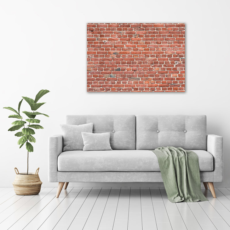 Glass Print Wall Art 100X70cm Image Printed On Glass Decorative Wall Picture Behind Toughened / Tempered Safety Real Glass For Kitchen & Living Room Theme:Brick Wall