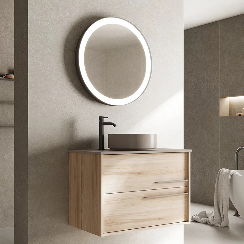 Lavabo de salle de bain vasque circulaire en résine / surface solide 16 po Lucena Bath, Brun