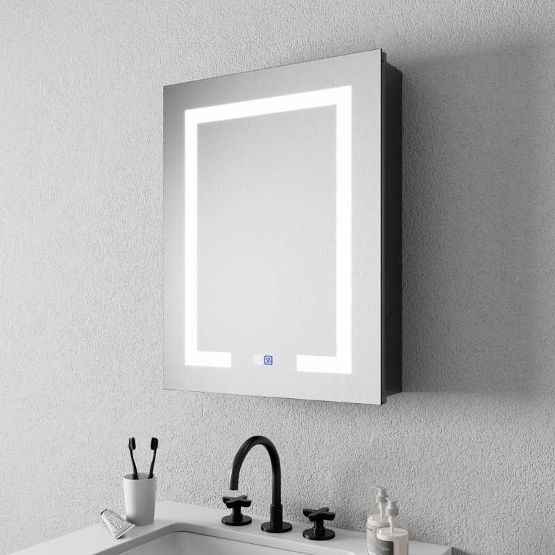 Pharmacie à DEL H 26 po avec miroir et tablettes réglables, H 26 po x l 20 po x P 5,25 po, Droite