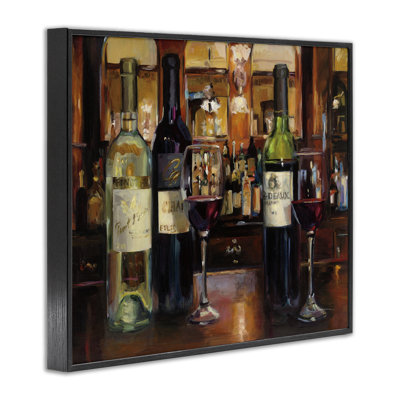 «Reflection of Wine Bottles», art de la giclée encadrée par Marilyn Hageman