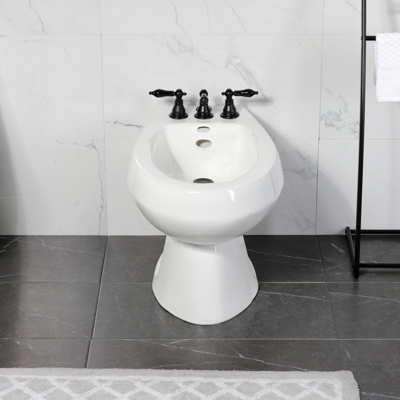 Kingston Brass Duchess Three-Handle Vertical Spray Bidet Faucet with Brass Pop-Up, Matte Black