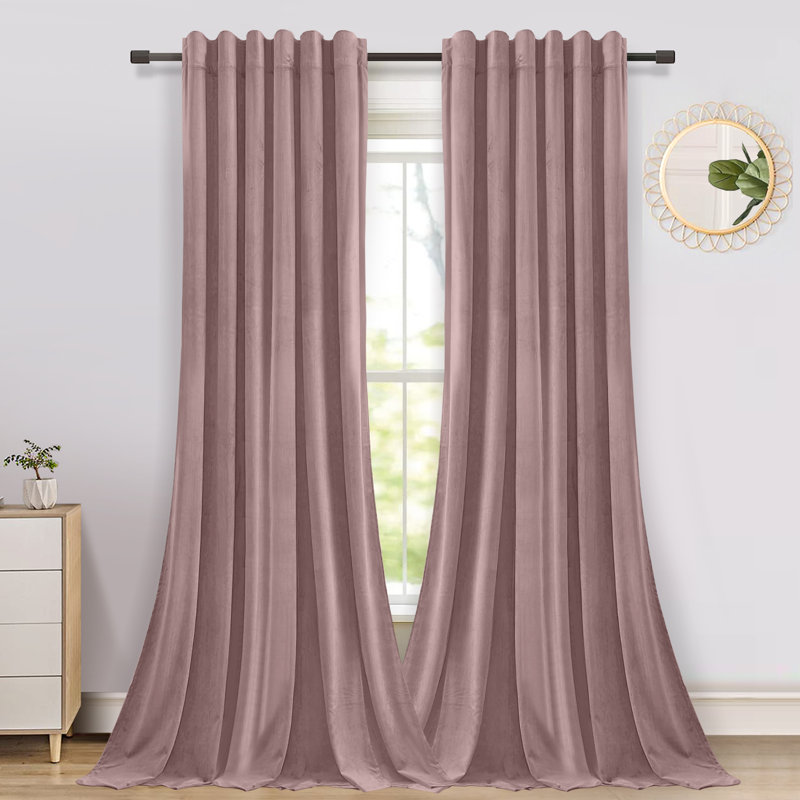 Velvet Blackout Curtain Pair, Pink, 52" W x 84" L
