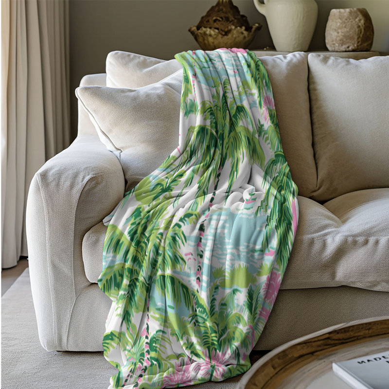 Motif de balise maritime - 1 pièce Sherpa Premium, L 50 po x L 60 po, Motifs tropicaux BCBG