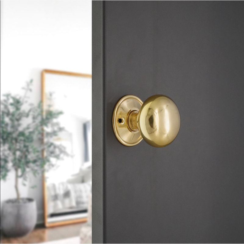 Cottage Large 50mm Rim/Mortice Door Knob, Polished Brass