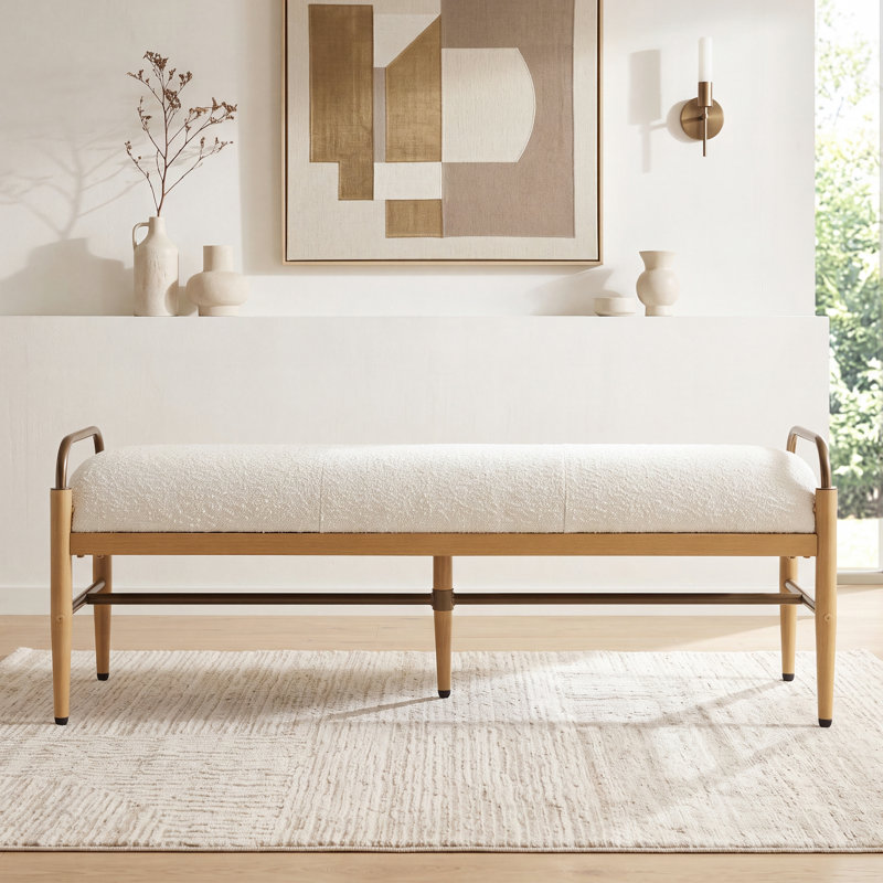 Banc moderne avec structure en métal, Polyester beige / naturel