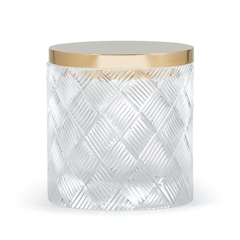 Basketweave Bathroom Storage Container, Polished Gold