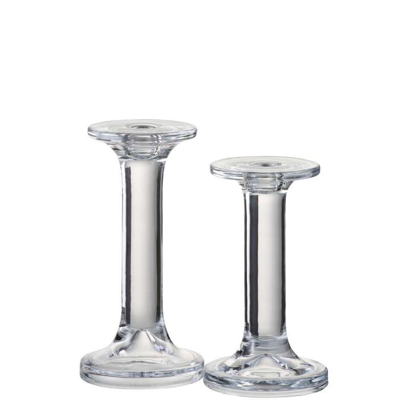 Glass Tabletop Candlestick, 16cm H x 9.5cm W x 9.5cm D
