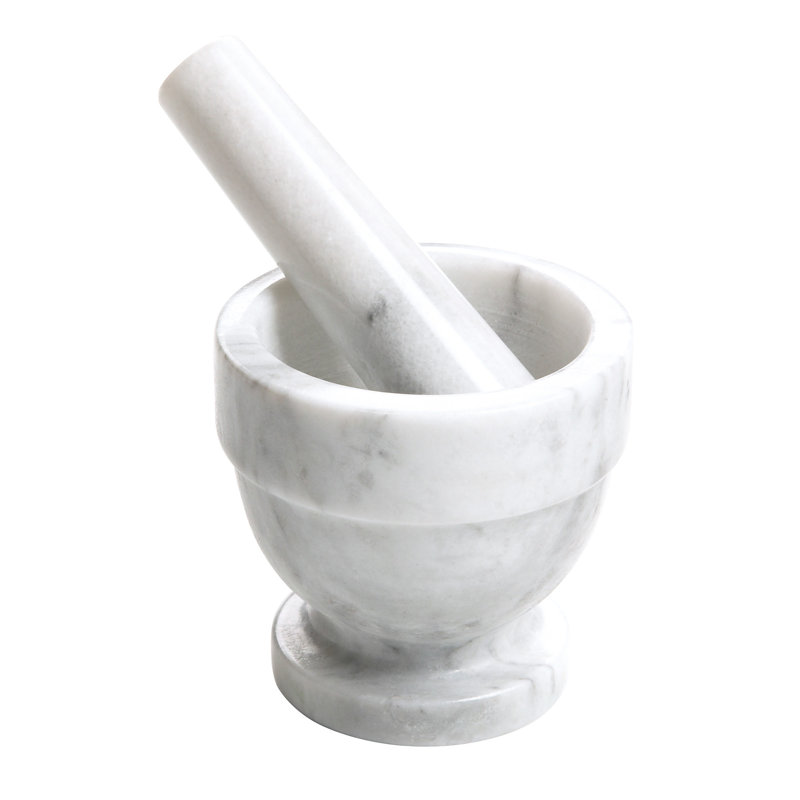 Large White Marble Mortar and Pestle for Kitchen