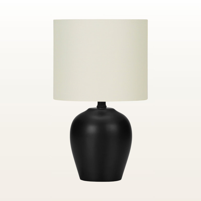 Valda Metal Lamp with Black Ceramic and Ivory/Cream Shade, 16.29'' H X 9.35'' W X 9.37'' D