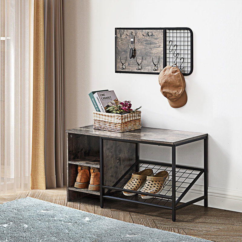 Banc de rangement pour chaussures, gris