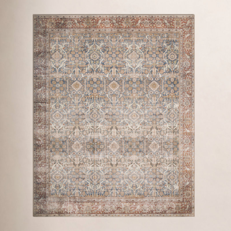 Tapis oriental océan / rouille Pratt, Rectangle 5 pi x 7 pi 6 po