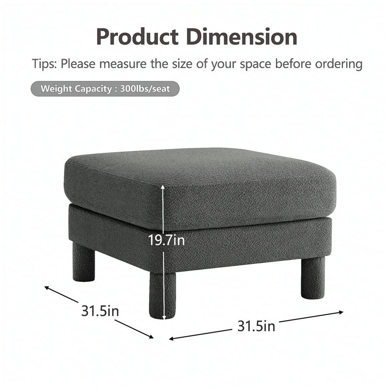 Lucas Ottoman Polyester-Dark Grey, Dark Gray