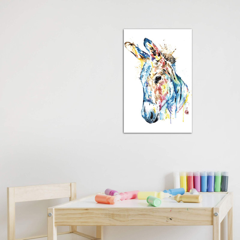 «Donkey» par Lisa Whitehouse - impression d'art graphique, H 26 po x l 18 po x 1,5 po, Toile tendue, Pas de tapis