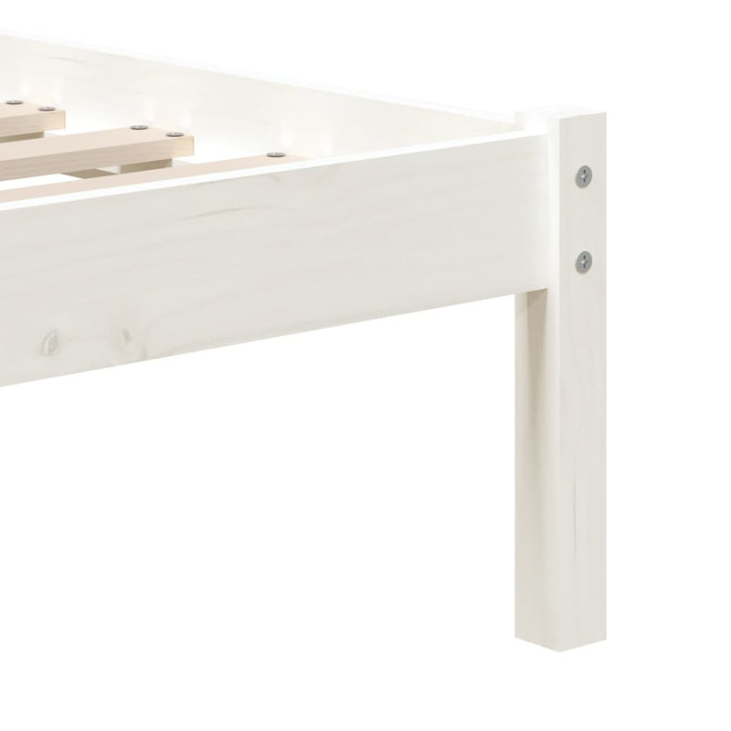 Bed Frame Solid Wood, white, European Single (90 x 200 cm)