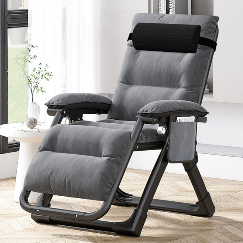 Fauteuil de camping inclinable surdimensionné rembourré, Gris