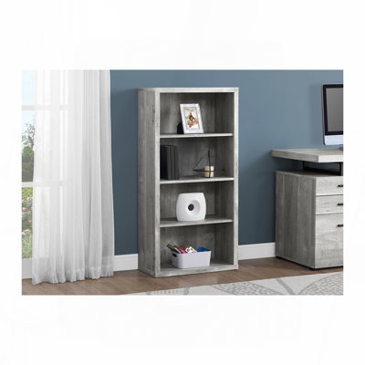 Bibliothèque, bibliothèque, étagère, 5 niveaux, h 48 po, bureau, chambre à coucher, stratifié gris, contemporain, moderne