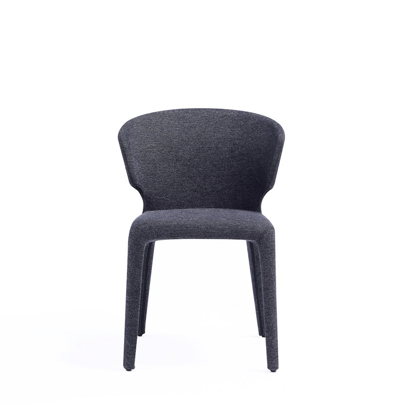 Conrad Mid-Century Modern Twill Weave Upholstered Metal Side Chair in Black, Black