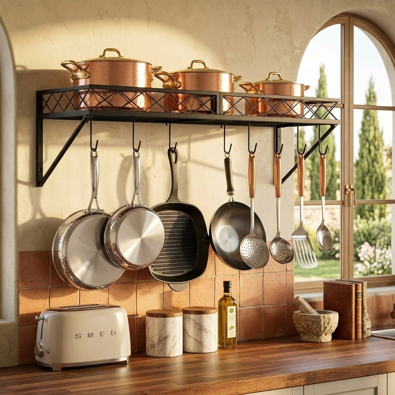 Iron Rectangle Wall Mounted Pot Rack