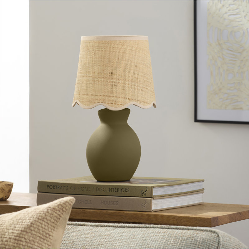 Lampe de table Momsen, Vert, Naturel, H 15 po x l 8 po x P 8 po
