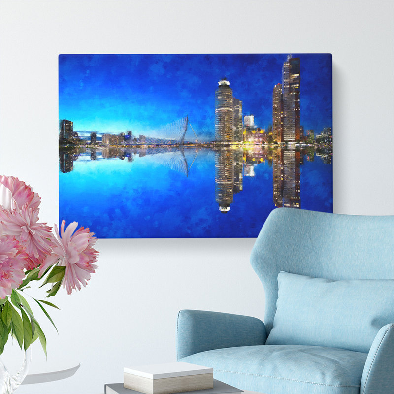 Reflection Of The Rotterdam Skyline - Wrapped Canvas, 60cm H x 91cm W x 3cm D