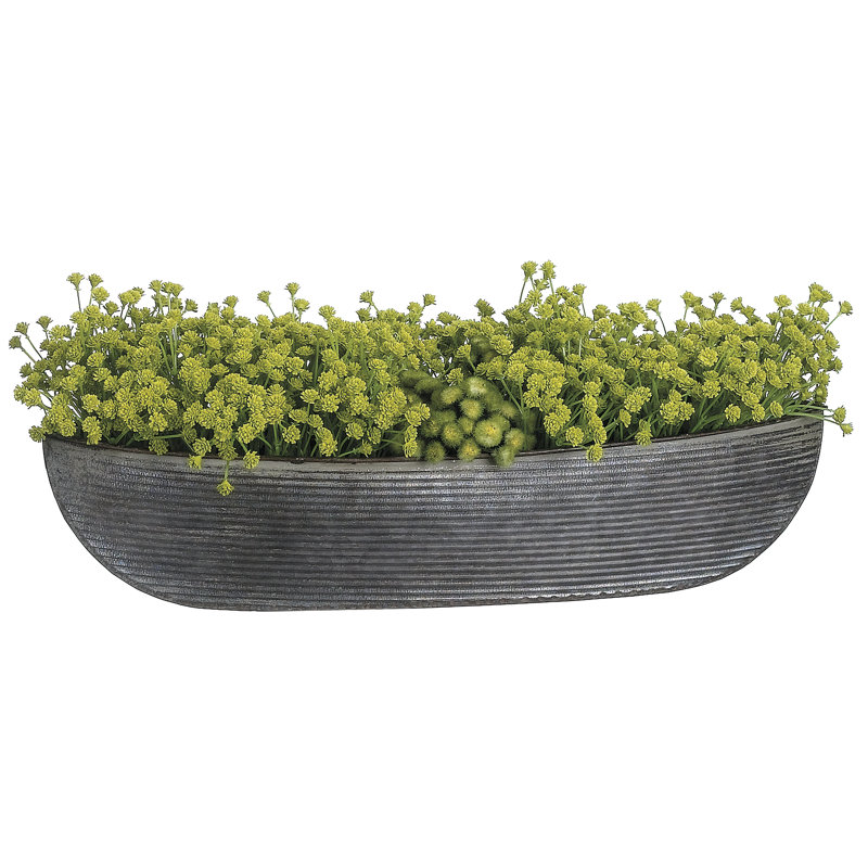 6'' Faux Flowering Plant in Metal Planter