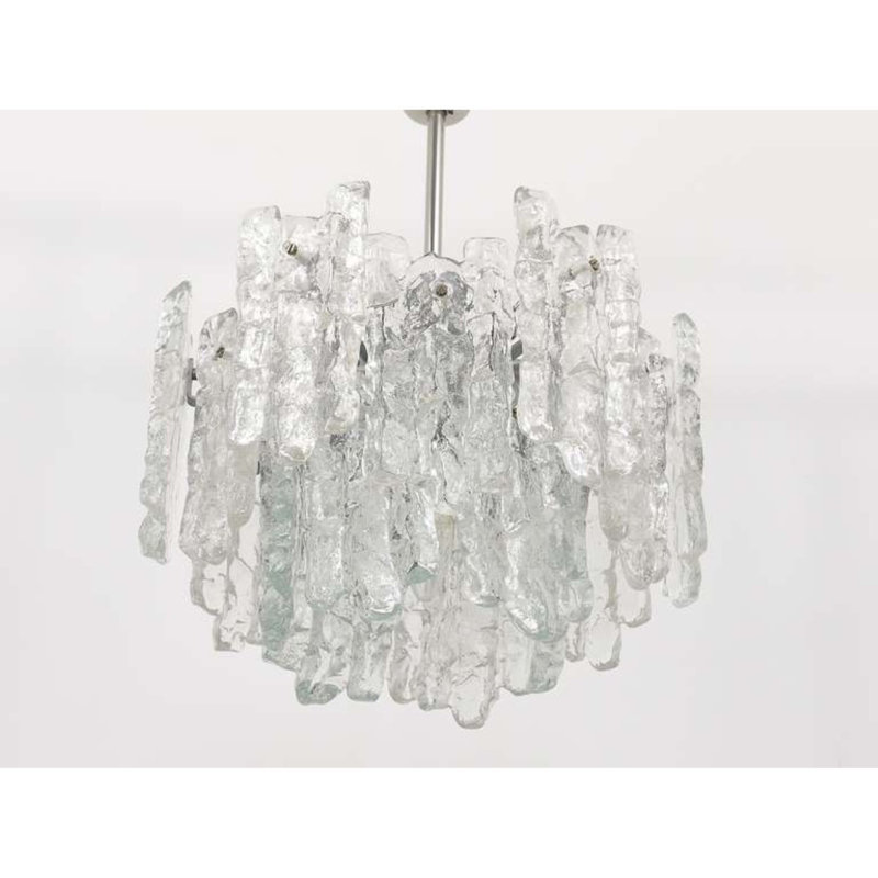 Lustre Light Ice, Argent antique, Verre texturé transparent, H 20 po x l 14 po x P 14 po