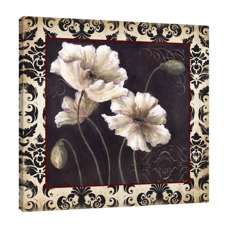 «Tricoastal Black and White Poppies», impression sur toile tendue, H 12 po x l 12 po