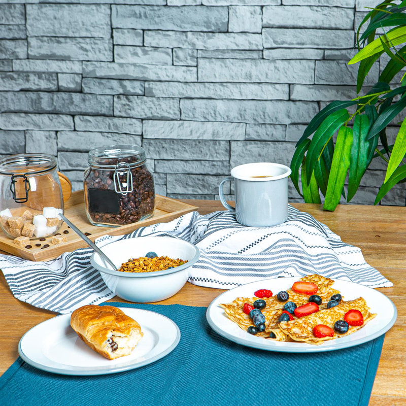 Enamelware Camping Mug, 6, Grey/White