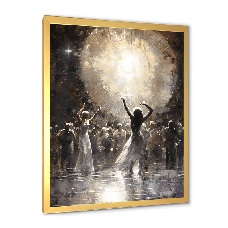 " Disco Dazzle Dancer Complicity II ", Gold Single Picture Framed, 20" H x 12" W x 1" D