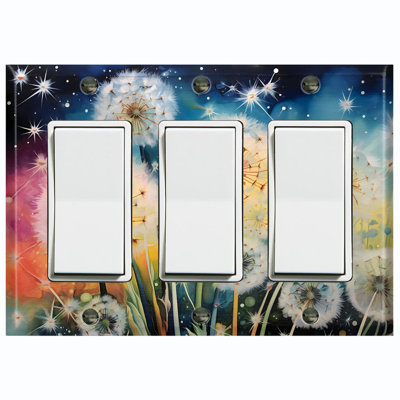 Couvercle de plaque d'interrupteur en métal; Chaise berçante GFI 3 bandes US Standard - Pissenlits colorés