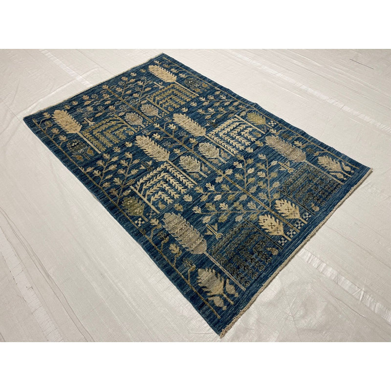 One-of-a-Kind 4'0" X 5'11" New Age Wool Area Rug in