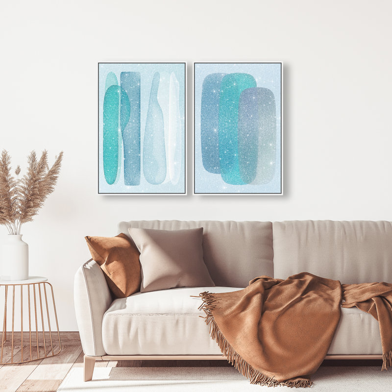 Glacier Gradients Set Set by Oliver Gal, 110"H x 74"W, White Floater Frame