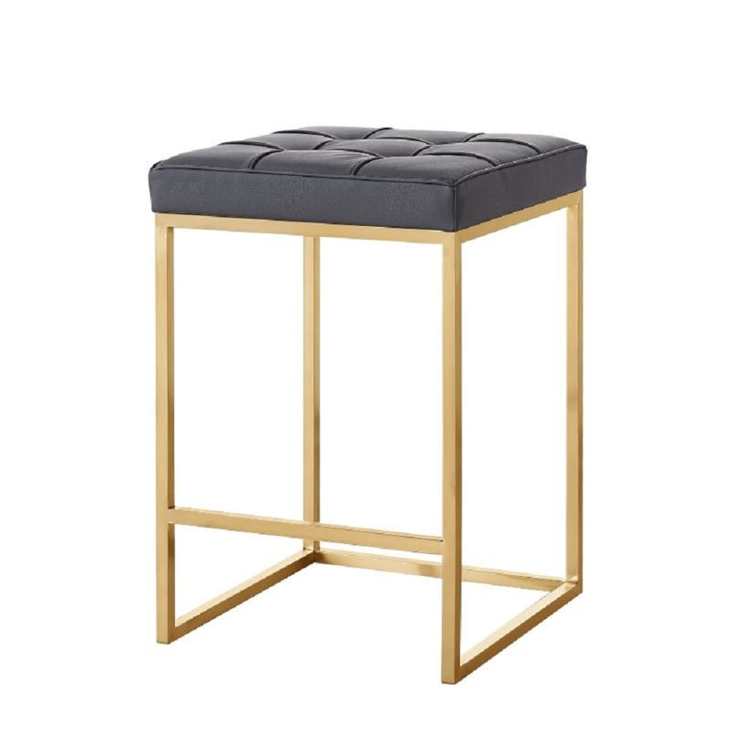 Tabouret carré en cuir, Noir