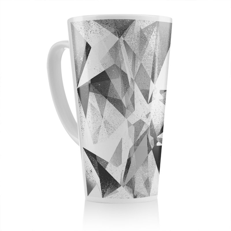 White Geometric Grunge Pattern Latte Mug